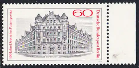 BERLIN 1977 Michel-Nummer 550 postfrisch EINZELMARKE RAND rechts - Deutsches Patentgesetz