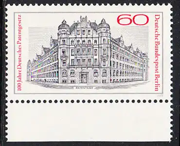 BERLIN 1977 Michel-Nummer 550 postfrisch EINZELMARKE RAND unten - Deutsches Patentgesetz
