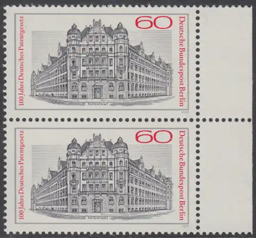 BERLIN 1977 Michel-Nummer 550 postfrisch vert.PAAR RAND rechts - Deutsches Patentgesetz