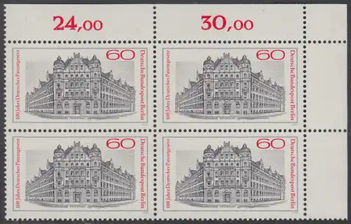 BERLIN 1977 Michel-Nummer 550 postfrisch BLOCK ECKRAND oben rechts - Deutsches Patentgesetz