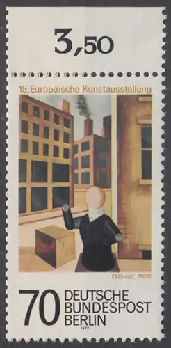 BERLIN 1977 Michel-Nummer 551 postfrisch EINZELMARKE RAND oben (a01) - Europäische Kunstausstellung, Berlin