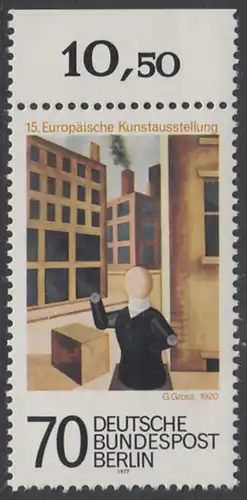 BERLIN 1977 Michel-Nummer 551 postfrisch EINZELMARKE RAND oben (a03) - Europäische Kunstausstellung, Berlin