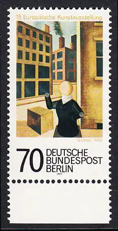 BERLIN 1977 Michel-Nummer 551 postfrisch EINZELMARKE RAND unten - Europäische Kunstausstellung, Berlin