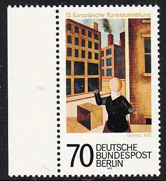 BERLIN 1977 Michel-Nummer 551 postfrisch EINZELMARKE RAND links - Europäische Kunstausstellung, Berlin