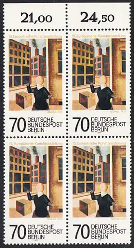 BERLIN 1977 Michel-Nummer 551 postfrisch BLOCK RÄNDER oben - Europäische Kunstausstellung, Berlin