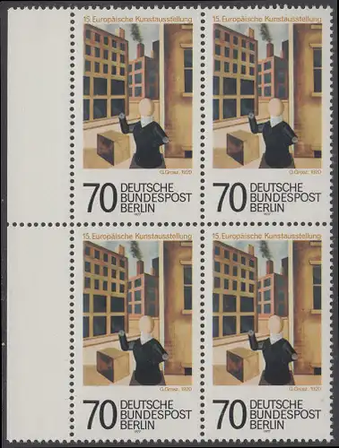 BERLIN 1977 Michel-Nummer 551 postfrisch BLOCK RÄNDER links - Europäische Kunstausstellung, Berlin