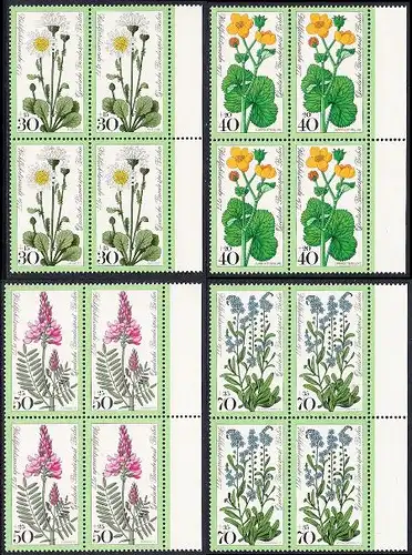 BERLIN 1977 Michel-Nummer 556-559 postfrisch SATZ(4) BLÖCKE RÄNDER rechts - Wiesenblumen