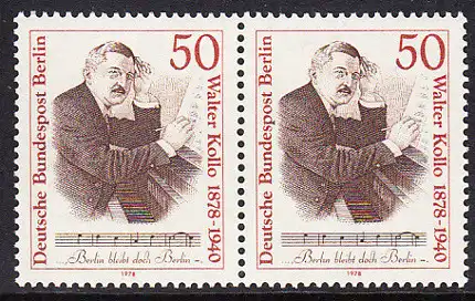 BERLIN 1978 Michel-Nummer 561 postfrisch horiz.PAAR - Walter Kollo, Operettenkomponist