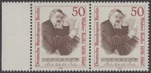 BERLIN 1978 Michel-Nummer 561 postfrisch horiz.PAAR RAND links - Walter Kollo, Operettenkomponist