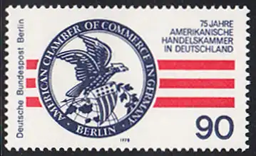BERLIN 1978 Michel-Nummer 562 postfrisch EINZELMARKE - Amerikanische Handelskammer in Deutschland