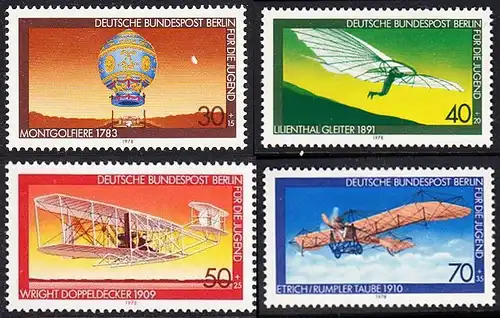 BERLIN 1978 Michel-Nummer 563-566 postfrisch SATZ(4) EINZELMARKEN - Luftfahrt