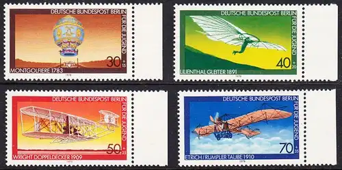 BERLIN 1978 Michel-Nummer 563-566 postfrisch SATZ(4) EINZELMARKEN RÄNDER rechts - Luftfahrt