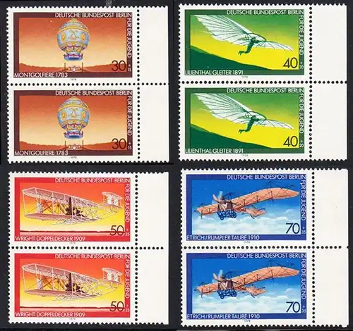 BERLIN 1978 Michel-Nummer 563-566 postfrisch SATZ(4) vert.PAARE RÄNDER rechts - Luftfahrt