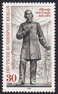 BERLIN 1978 Michel-Nummer 569 postfrisch EINZELMARKE - Albrecht von Graefe, Augenarzt