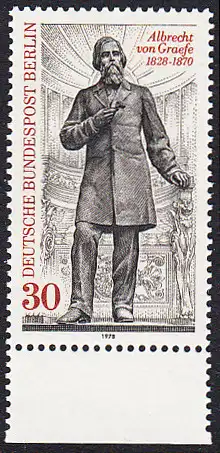 BERLIN 1978 Michel-Nummer 569 postfrisch EINZELMARKE RAND unten - Albrecht von Graefe, Augenarzt