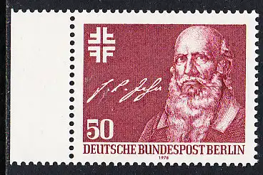 BERLIN 1978 Michel-Nummer 570 postfrisch EINZELMARKE RAND links - Friedrich Ludwig Jahn, Begründer der deutschen Turnbewegung