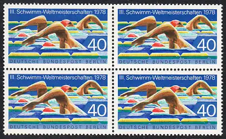 BERLIN 1978 Michel-Nummer 571 postfrisch BLOCK - Schwimm-Weltmeisterschaften, Berlin