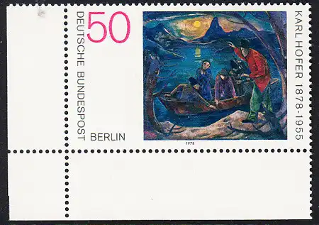BERLIN 1978 Michel-Nummer 572 postfrisch EINZELMARKE ECKRAND unten links - Gemälde von Karl Hofer