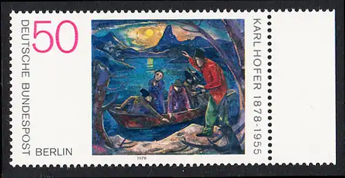 BERLIN 1978 Michel-Nummer 572 postfrisch EINZELMARKE RAND rechts - Gemälde von Karl Hofer
