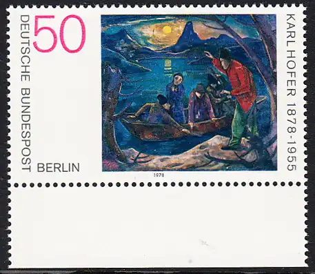 BERLIN 1978 Michel-Nummer 572 postfrisch EINZELMARKE RAND unten - Gemälde von Karl Hofer