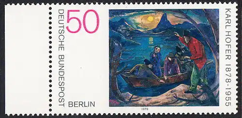 BERLIN 1978 Michel-Nummer 572 postfrisch EINZELMARKE RAND links - Gemälde von Karl Hofer