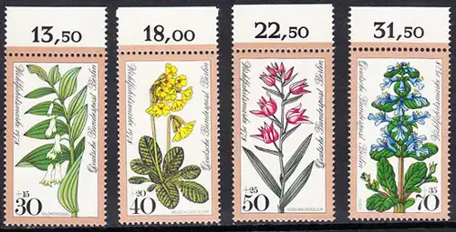 BERLIN 1978 Michel-Nummer 573-576 postfrisch SATZ(4) EINZELMARKEN RÄNDER oben (c) - Waldblumen