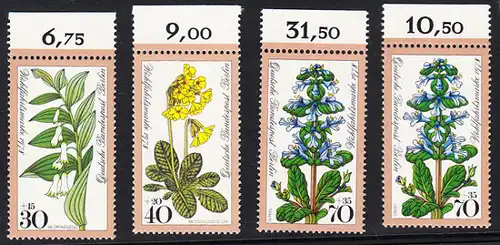 BERLIN 1978 Michel-Nummer 573-576 postfrisch SATZ(4) EINZELMARKEN RÄNDER oben (d) - Waldblumen