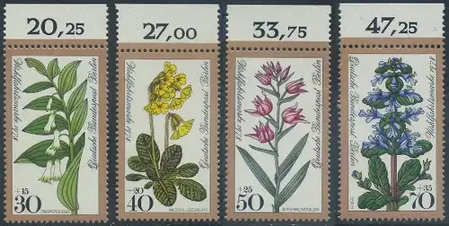 BERLIN 1978 Michel-Nummer 573-576 postfrisch SATZ(4) EINZELMARKEN RÄNDER oben (e) - Waldblumen