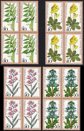 BERLIN 1978 Michel-Nummer 573-576 postfrisch SATZ(4) BLÖCKE - Waldblumen