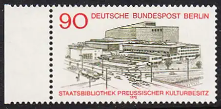 BERLIN 1978 Michel-Nummer 577 postfrisch EINZELMARKE RAND links - Staatsbibliothek Preußischer Kulturbesitz