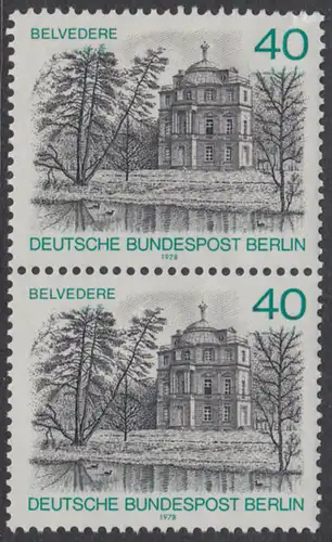 BERLIN 1978 Michel-Nummer 578 postfrisch vert.PAAR - Berlin-Ansichten: Belvedere, Schloss Charlottenburg