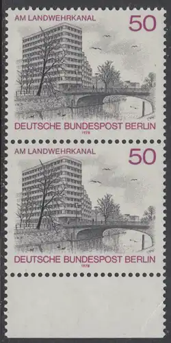 BERLIN 1978 Michel-Nummer 579 postfrisch vert.PAAR RAND unten - Berlin-Ansichten: Shellhaus am Landwehrkanal