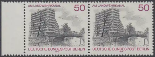 BERLIN 1978 Michel-Nummer 579 postfrisch horiz.PAAR RAND links - Berlin-Ansichten: Shellhaus am Landwehrkanal