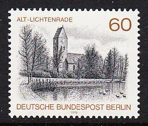 BERLIN 1978 Michel-Nummer 580 postfrisch EINZELMARKE - Berlin-Ansichten: Dorfkirche, Alt-Lichtenrade