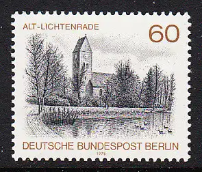 BERLIN 1978 Michel-Nummer 580 postfrisch EINZELMARKE - Berlin-Ansichten: Dorfkirche, Alt-Lichtenrade 