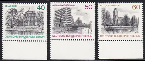 BERLIN 1978 Michel-Nummer 578-580 postfrisch SATZ(3) EINZELMARKEN RÄNDER unten - Berlin-Ansichten
