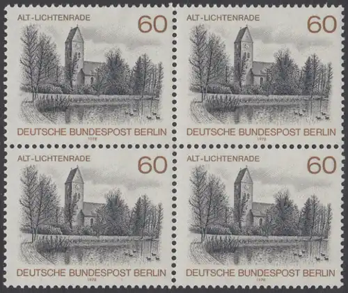 BERLIN 1978 Michel-Nummer 580 postfrisch BLOCK - Berlin-Ansichten: Dorfkirche, Alt-Lichtenrade 