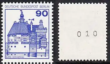 BERLIN 1978 Michel-Nummer 588 postfrisch EINZELMARKE m/ rücks.Rollennummer 010 - Burgen & Schlösser: Burg Vischering