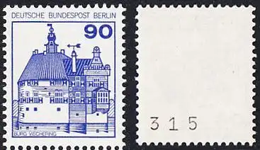 BERLIN 1978 Michel-Nummer 588 postfrisch EINZELMARKE m/ rücks.Rollennummer 315 - Burgen & Schlösser: Burg Vischering