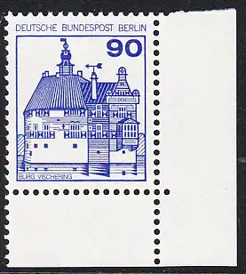 BERLIN 1978 Michel-Nummer 588 postfrisch EINZELMARKE ECKRAND unten rechts - Burgen & Schlösser: Burg Vischering