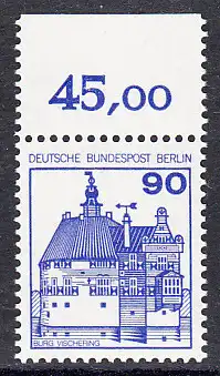 BERLIN 1978 Michel-Nummer 588 postfrisch EINZELMARKE RAND oben (c) - Burgen & Schlösser: Burg Vischering