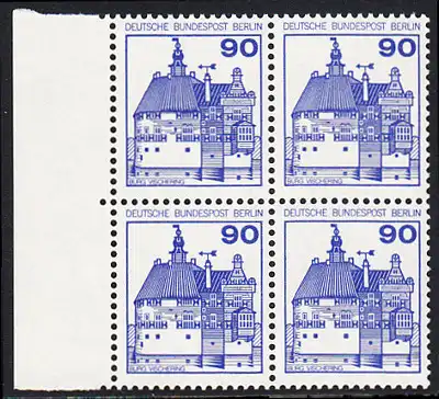 BERLIN 1978 Michel-Nummer 588 postfrisch BLOCK RÄNDER links (ab) - Burgen & Schlösser: Burg Vischering
