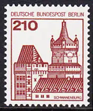 BERLIN 1978 Michel-Nummer 589 postfrisch EINZELMARKE - Burgen & Schlösser: Schwanenburg, Kleve