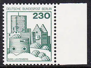 BERLIN 1978 Michel-Nummer 590 postfrisch EINZELMARKE RAND rechts - Burgen & Schlösser: Burg Lichtenberg