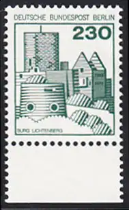 BERLIN 1978 Michel-Nummer 590 postfrisch EINZELMARKE RAND unten - Burgen & Schlösser: Burg Lichtenberg