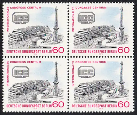 BERLIN 1979 Michel-Nummer 591 postfrisch BLOCK - Internationales Congress-Centrum (ICC), Berlin