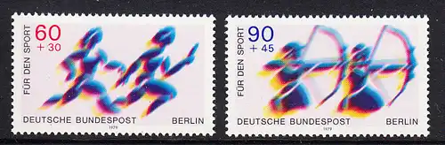 BERLIN 1979 Michel-Nummer 596-597 postfrisch SATZ(2) EINZELMARKEN - Sporthilfe: Staffellauf / Bogenschießen