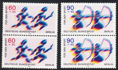 BERLIN 1979 Michel-Nummer 596-597 postfrisch SATZ(2) vert.PAARE - Sporthilfe: Staffellauf / Bogenschießen