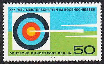 BERLIN 1979 Michel-Nummer 599 postfrisch EINZELMARKE - Weltmeisterschaften im Bogenschießen, Berlin