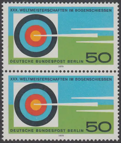 BERLIN 1979 Michel-Nummer 599 postfrisch vert.PAAR - Weltmeisterschaften im Bogenschießen, Berlin